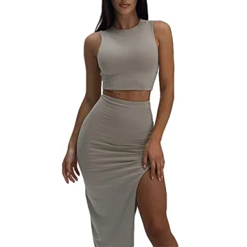 Stylish FAIMILORY Two-Piece Midi Dress for Summer Nights