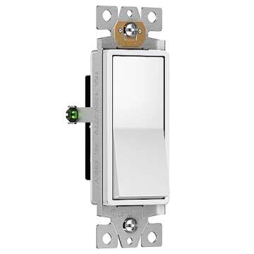 ENERLITES Decorator Paddle Rocker Light Switch, Gloss Finish, Single Pole, 3 Wire, Grounding Screw, ...