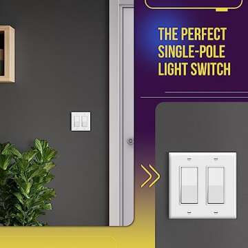 ENERLITES Decorator Paddle Rocker Light Switch, Gloss Finish, Single Pole, 3 Wire, Grounding Screw, Residential Grade, 15A 120V/277V, UL Listed, 91150-W-40PCS, White (40 Pack)