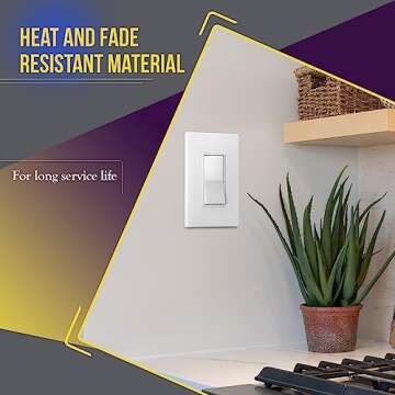 ENERLITES Decorator Paddle Rocker Light Switch, Gloss Finish, Single Pole, 3 Wire, Grounding Screw, Residential Grade, 15A 120V/277V, UL Listed, 91150-W-40PCS, White (40 Pack)