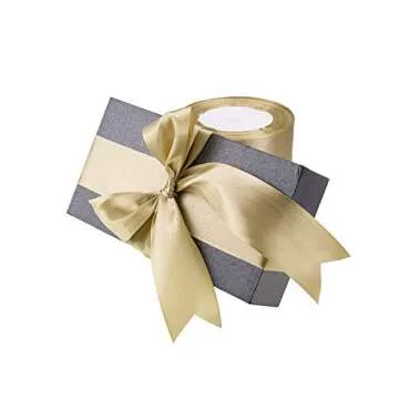ATRBB 25 Yards Old Gold Satin Ribbon for Weddings and Crafts