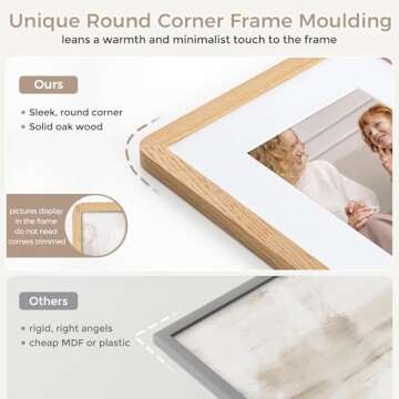 FLYJOE 24x36 Poster Frame | Solid Oak Wood 24 x 36 Picture Frame | 24x36 Poster Frame With Mat For 20x30 | Tempered Glass And Hanging Hardware Included | 36 By 24 Photo Frame Wood (Natural Oak, 1 PC)