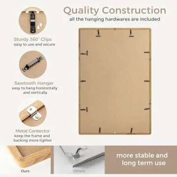 FLYJOE 24x36 Poster Frame | Solid Oak Wood 24 x 36 Picture Frame | 24x36 Poster Frame With Mat For 20x30 | Tempered Glass And Hanging Hardware Included | 36 By 24 Photo Frame Wood (Natural Oak, 1 PC)