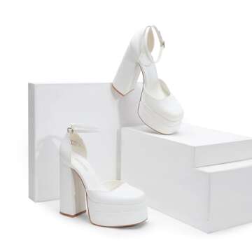 DREAM PAIRS Women's Trendy Chunky Platform Heels