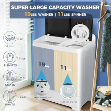 Nictemaw 30Lbs Compact Washing Machine with Washer and Spin Dryer
