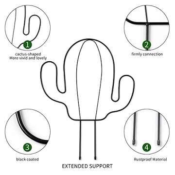 Hin Green Cute Cactus-Shaped Garden Metal Trellis