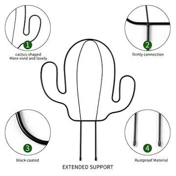 Hin Green Cute Cactus-Shaped Garden Metal Trellis