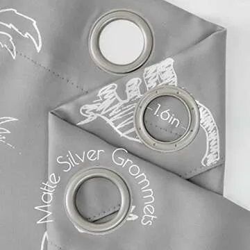 Vangao Kids Curtains Grey Blackout Dinosaur Curtains for Boys Kids Nursery Girls Room Silver Dino Foil Print Thermal Insulated Drapes Grommet Top Window Treatments 84 Inches Length 2 Panels