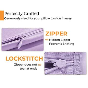 Sleep Mantra 100% Mulberry Silk Pillowcase for Hair and Skin Health, Hidden Zipper, 22 Momme, Both Sides Smooth, Breathable and Natural, Machine Washable, (King, Lavender)