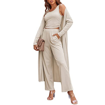 Ekouaer Women's 3 Piece Knit Lounge Set for Comfort