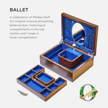 Ballet Musical Jewelry Box with 9 Compartments