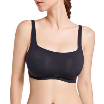 SHAPERX Wireless Scoop Bras for Women Small to Plus Size Seamless Everyday Bra with Removable Pads,SZ8022-Black-2XL