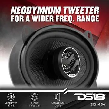 DS18 ZXI-464 4x6 2-Way Coaxial Car Audio Speakers withFiber Glass Cone 180 Watts 4-Ohm (2 Speakers)