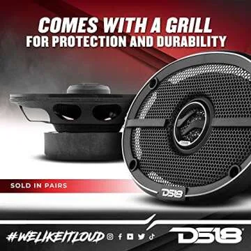 DS18 ZXI-464 4x6 2-Way Coaxial Car Audio Speakers withFiber Glass Cone 180 Watts 4-Ohm (2 Speakers)