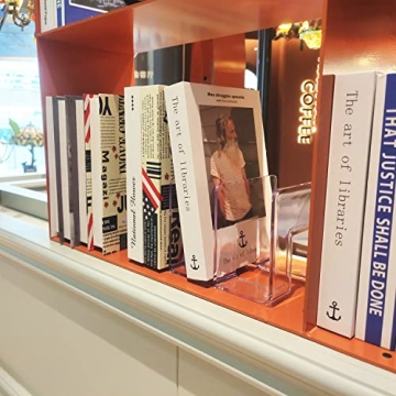 LUGUNU Acrylic Clear Purse Divider Organizer Clear Desk File Sorter Divider Mesh Folder Closet Shelf Storage Office Supplies Stand Holder Bookshelf (2 Pack of 3 Sections)