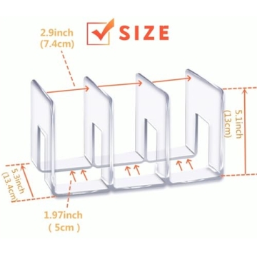 LUGUNU Acrylic Clear Purse Divider Organizer Clear Desk File Sorter Divider Mesh Folder Closet Shelf Storage Office Supplies Stand Holder Bookshelf (2 Pack of 3 Sections)