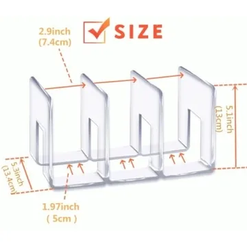 LUGUNU Acrylic Clear Purse Divider Organizer Clear Desk File Sorter Divider Mesh Folder Closet Shelf Storage Office Supplies Stand Holder Bookshelf (2 Pack of 3 Sections)