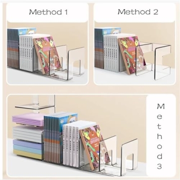 LUGUNU Acrylic Clear Purse Divider Organizer Clear Desk File Sorter Divider Mesh Folder Closet Shelf Storage Office Supplies Stand Holder Bookshelf (2 Pack of 3 Sections)