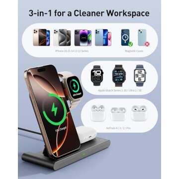 2025 Wireless Charger iPhone Charging Station, 3 in 1 Fast Max Charging for iPhone 16 15 14 13 12 Pr...
