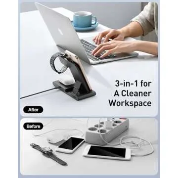 2025 Wireless Charger iPhone Charging Station, 3 in 1 Fast Max Charging for iPhone 16 15 14 13 12 Pro Max Plus, Charger Stand for Apple Watch Series & Air pods 4 3 2 Pro, Android Samsung Series