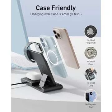 2025 Wireless Charger iPhone Charging Station, 3 in 1 Fast Max Charging for iPhone 16 15 14 13 12 Pro Max Plus, Charger Stand for Apple Watch Series & Air pods 4 3 2 Pro, Android Samsung Series