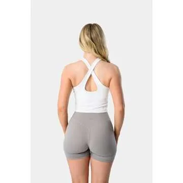 Kamo Fitness Ellyn High Neck Tank Top Sports Bra for Women Soft Padded Built-in Bra Longline Yoga Ru...