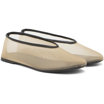 VOLEECE Neutral Crystal Rhinestone Ballet Flats - Chic Comfort for Any Occasion