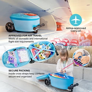 KIDDIETOTES Kids Ride On Suitcase with Light-Up Wheels