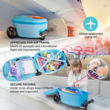 KIDDIETOTES Kids Ride On Suitcase with Light-Up Wheels