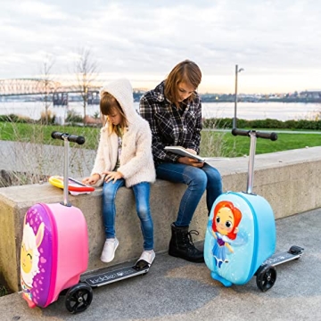 KIDDIETOTES Kids Ride On Suitcase with Light-Up Wheels