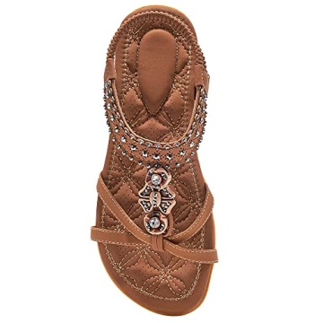 Alicegana Women's Comfort Sandals: Bohemian Jeweled Flats for Summer