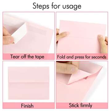 100 Pack A7 Pink Invitation 5x7 Envelopes - Self Seal, Square Flap,Perfect for Baby Shower, 5x7 Card...