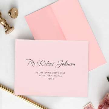 100 Pack A7 Pink Invitation 5x7 Envelopes - Self Seal, Square Flap,Perfect for Baby Shower, 5x7 Cards, Weddings, Birthday, invitations, Graduation, 5.25 x 7.25 Inches (Pink)