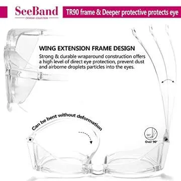 SeeBand Safety Glasses Anti Fog Round Clear Safety Goggles Scratch Resistant with Blue Light Blocking Glasses for Women Men (2 Pack Black Leopard + Transparent)