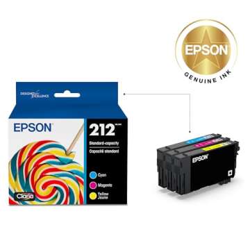 EPSON 212 Claria Ink Standard Capacity Color Combo Pack (T212520-S) Works with WorkForce WF-2830, WF...