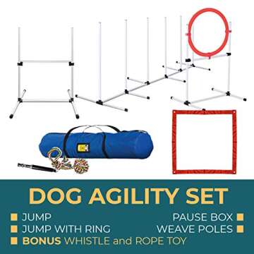CHEERING PET Dog Agility Training Equipment - 4 Piece Obstacle Course Set with Carrying Case, Indoor...