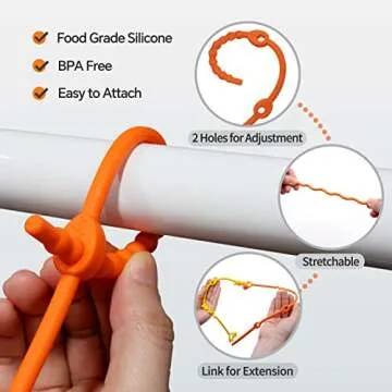 Toy Straps for Baby – 5 Pack Adjustable Silicone Toy Straps for Baby and Sippy Cup Straps for Strollers, High Chairs, Cribs, Car Seats, Food Grade Silicone, BPA Free, Multi Colors