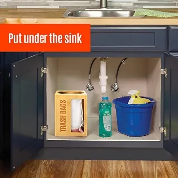 Libreshine Garbage Bag Dispenser Roll Holder, Trash Bag Dispenser Organizer Under Sink, Wall Mount Bamboo Kitchen Garbage Bag Organizer