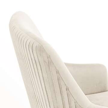 Click365 Scarlett Home Office Chair with Gold Stainless-Steel Base, Soft Velvet, Height-Adjustable Computer Chair, Desk Chair, Swivel Task Chair, Living Room, Beige