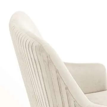 Click365 Scarlett Home Office Chair with Gold Stainless-Steel Base, Soft Velvet, Height-Adjustable Computer Chair, Desk Chair, Swivel Task Chair, Living Room, Beige