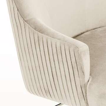 Click365 Scarlett Home Office Chair with Gold Stainless-Steel Base, Soft Velvet, Height-Adjustable Computer Chair, Desk Chair, Swivel Task Chair, Living Room, Beige