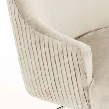 Click365 Scarlett Home Office Chair with Gold Stainless-Steel Base, Soft Velvet, Height-Adjustable Computer Chair, Desk Chair, Swivel Task Chair, Living Room, Beige