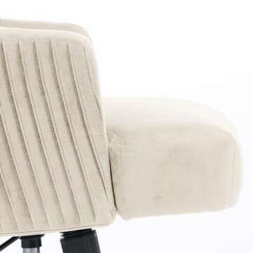 Click365 Scarlett Home Office Chair with Gold Stainless-Steel Base, Soft Velvet, Height-Adjustable Computer Chair, Desk Chair, Swivel Task Chair, Living Room, Beige