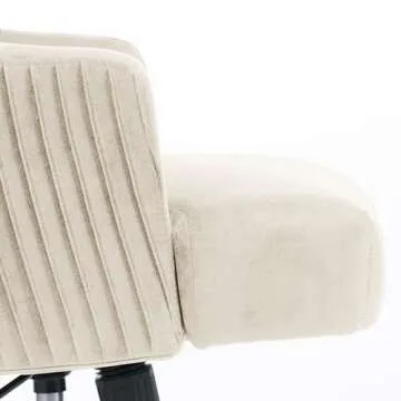 Click365 Scarlett Home Office Chair with Gold Stainless-Steel Base, Soft Velvet, Height-Adjustable Computer Chair, Desk Chair, Swivel Task Chair, Living Room, Beige