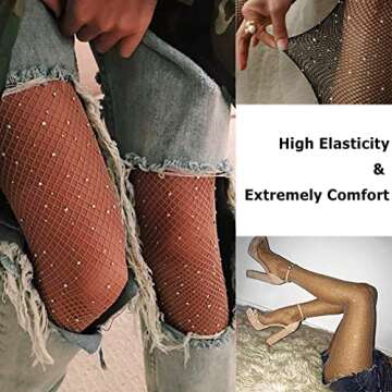 DRESHOW Women Fishnet Stockings High Waist Tights Thigh High Pantyhose 2 Pairs Plus Size