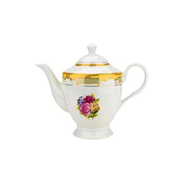 Imperial Gifts 903B-17, Porcelain Floral Gold 17 Pieces Tea Set, Serving Set, Tea Party Set