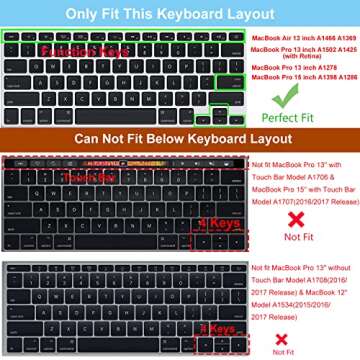 Ultra Thin Clear Keyboard Cover for Old MacBook Air 13 Inch A1466 A1369(Release 2010-2017) & MacBook...