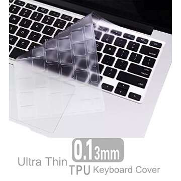 Ultra Thin Clear Keyboard Cover for Old MacBook Air 13 Inch A1466 A1369(Release 2010-2017) & MacBook Pro 13 Inch, MacBook Pro 15 Inch(2015 or Older Version, A1425 A1502 A1278 A1398), TPU