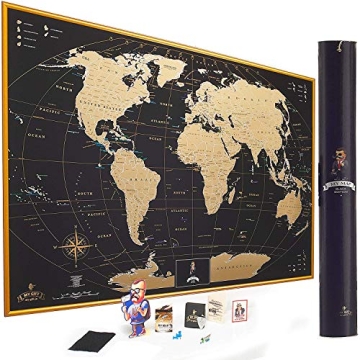 MY MAP Scratch Off World Map Poster with US States