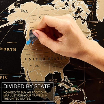 MY MAP Scratch Off World Map Poster with US States